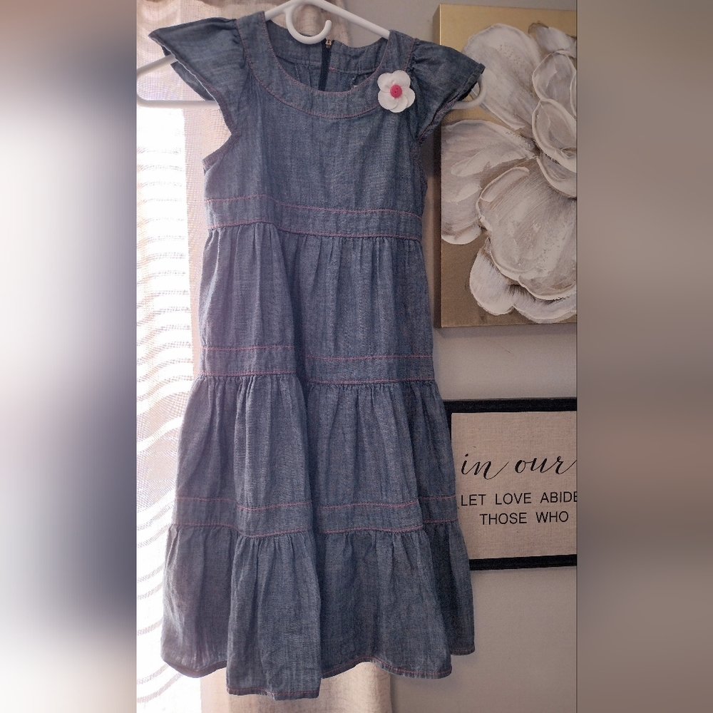 GYMBOREE DENIM DRESS WITH FLOWER - SIZE 8